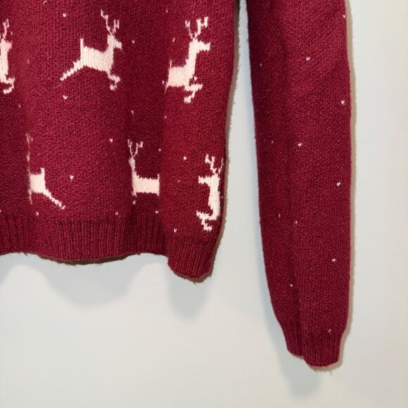 Bass Womens Knit Sweater With Reindeer Pattern Size M Red & White - Picture 3 of 5